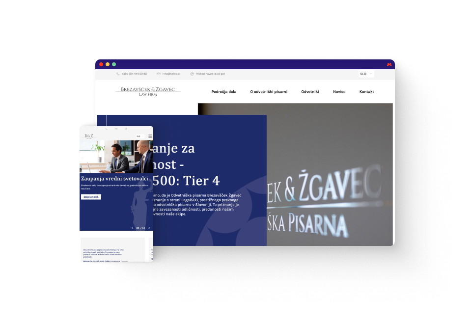 Brezavšček & Žgavec (BZ LAW) – profesionalna spletna rešitev za sodobno pravno pisarno