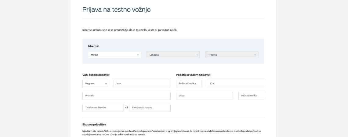 Ford Prva izbira testna vožnja