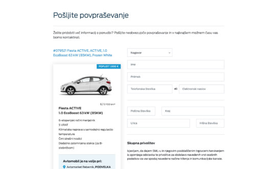 Ford Prva izbira povpraševanje