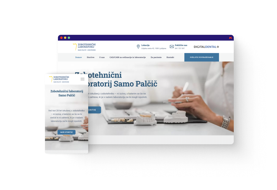 SP‑Dent – sodobna spletna vizitka za zobotehnični laboratorij