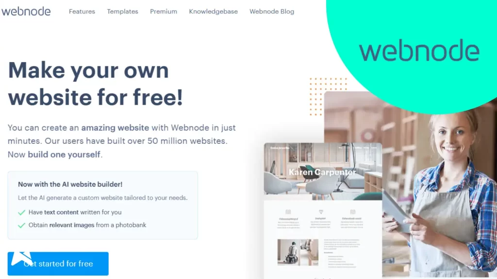 Webnode z uporabniškim vmesnikom v slovenščini in samodejno postavitvijo z umetno inteligenco za predstavitvene strani
