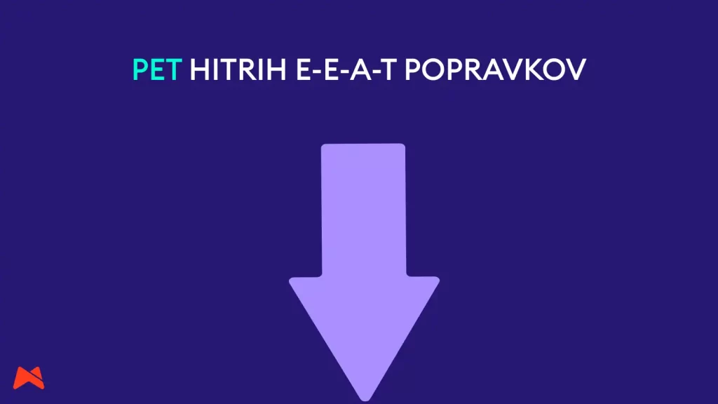 Vizualen pregled ukrepov za izboljšanje E-E-A-T po Googlovih smernicah