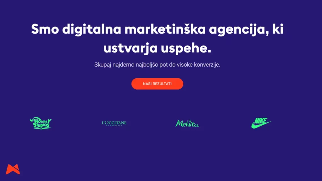 Primer hero sekcije, ki takoj pritegne pozornost