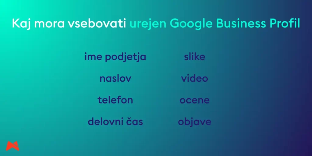 Ključni podatki za popoln Google Business Profil