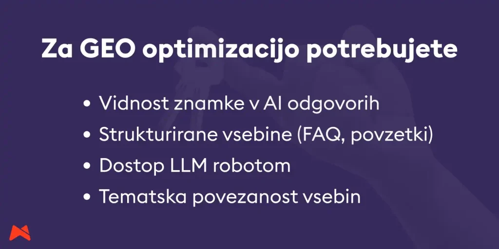 Kratek seznam ključnih korakov za GEO optimizacijo